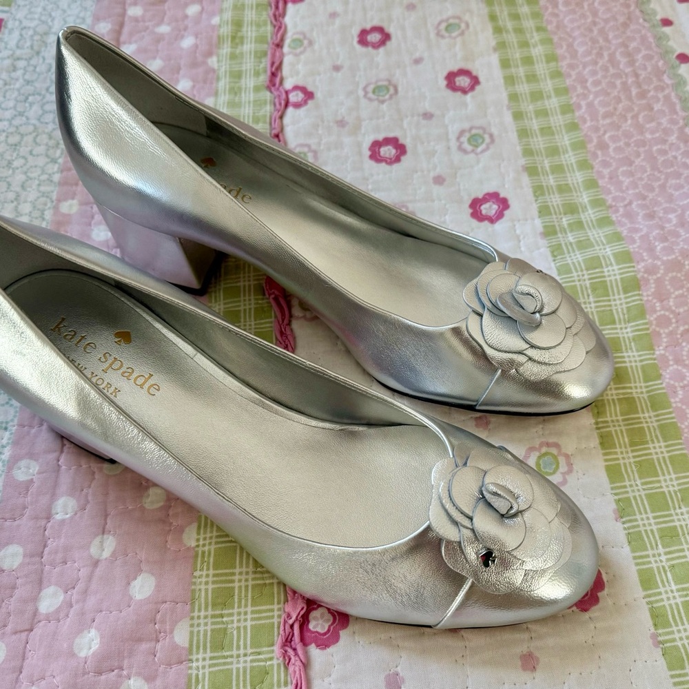 Kate Spade Silver Block Heel Pumps - Picture 6 of 9